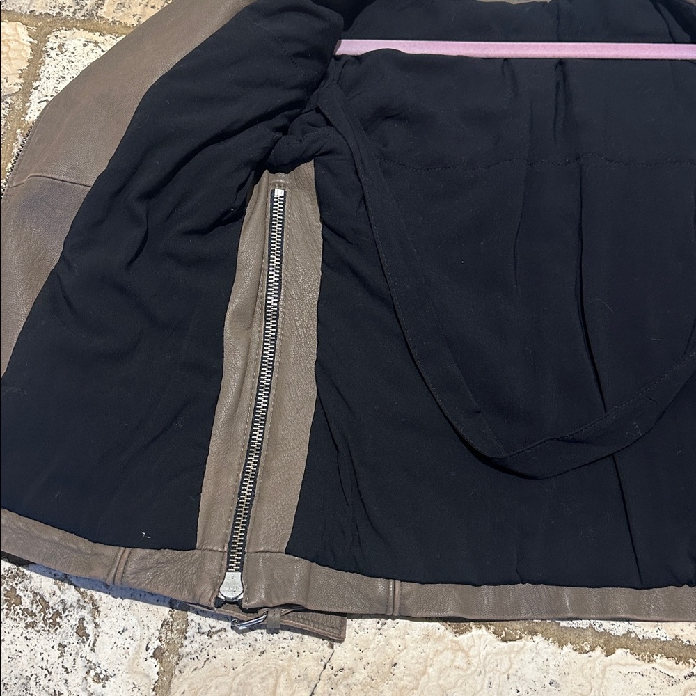 IRO Leather Moto Jacket in Gray/Putty Color - Picture 8 of 12